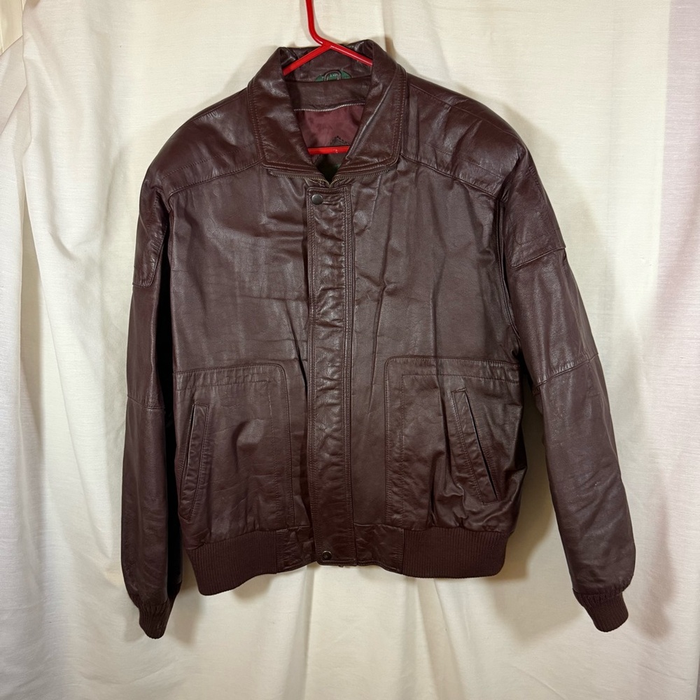 Vintage Hill & Archer Leather Jacket Flight Bomber Bordeaux Aviator Driver Sz 44